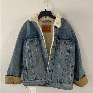 denim jacket with fur oversized
